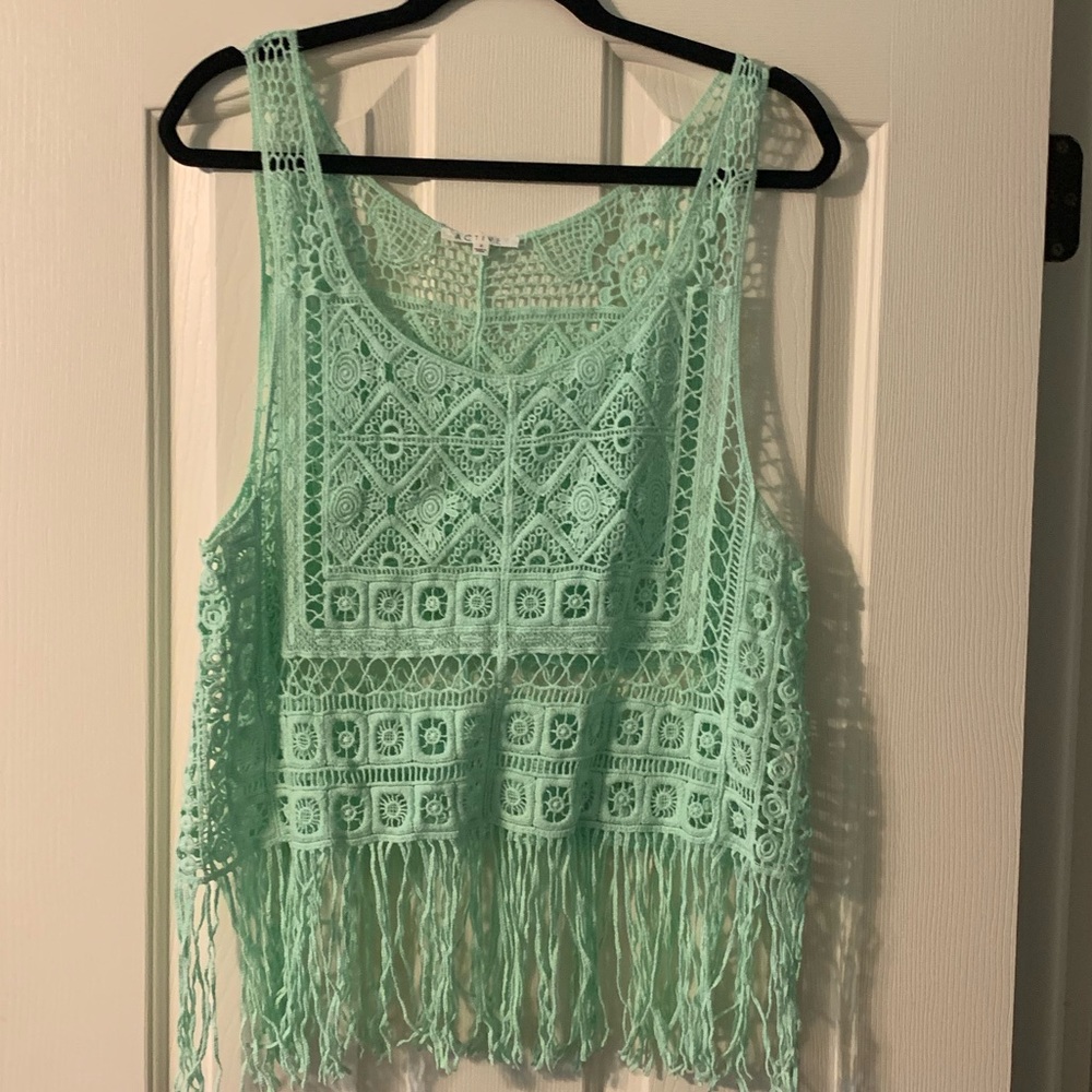 teal knitted tank top